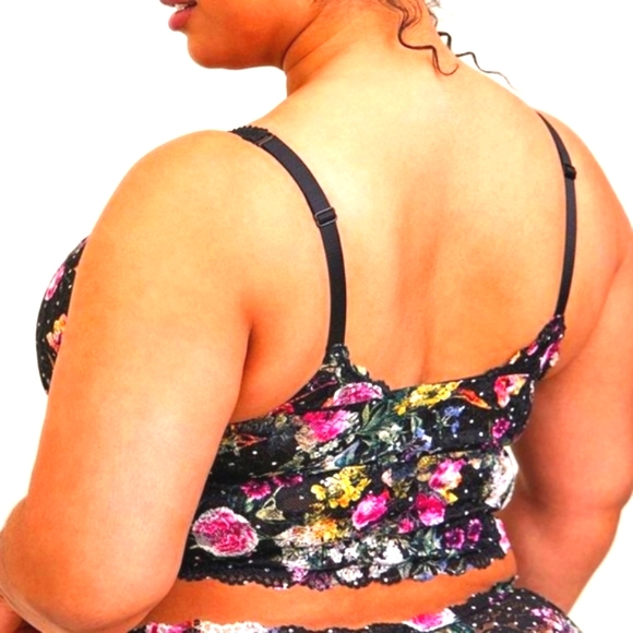 ❤️NWT VINTAGE TORRID LINGERIE UNLINED LACE LONGLINE BRALETTE FLORAL POWER MESH - Picture 2 of 9
